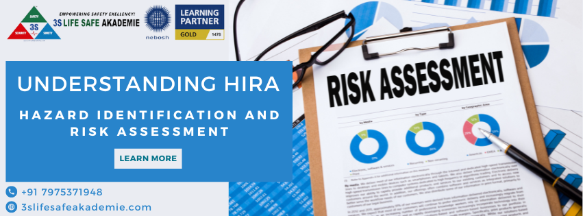 Graphic illustrating hazard identification and risk assessment, featuring a person inspecting equipment and marking potential hazards with a checklist, symbolizing the process of identifying and managing risks in the workplace for safety.